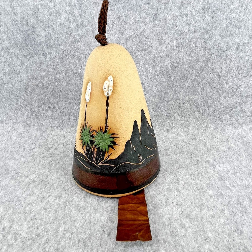 Southwest Wind Chime Roadrunner Hanging Bell Ceramic Western Desert‎ Cactus